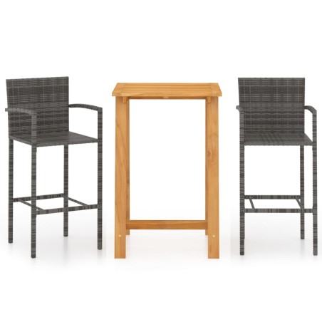 vidaXL Set Bar da Giardino 3 pz Grigio