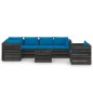 vidaXL Set Divani da Giardino con Cuscini 7 pz Legno Impregnato Grigio