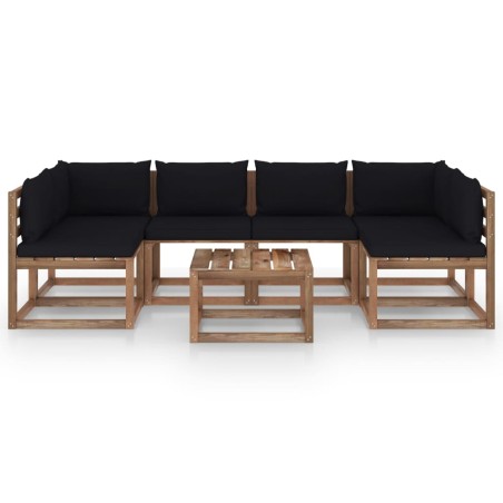 vidaXL Set Salotto Giardino Pallet con Cuscini 7 pz in Pino Impregnato