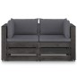 vidaXL Divano da Giardino 2 Posti con Cuscini Legno Impregnato Grigio
