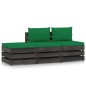vidaXL Set Salotto da Giardino 3pz con Cuscini Legno Impregnato Grigio vidaXL Set Salotto da Giardino 3pz con Cuscini Legno Impregnato Grigio
