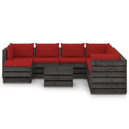 vidaXL Set Salotto da Giardino con Cuscini 9pz Legno Impregnato Grigio