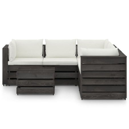 vidaXL Set Salotto da Giardino 6pz con Cuscini Legno Impregnato Grigio