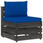 vidaXL Divano da Giardino 3 Posti con Cuscini Legno Impregnato Grigio vidaXL Divano da Giardino 3 Posti con Cuscini Legno Impregnato Grigio