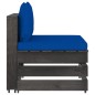 vidaXL Divano da Giardino 3 Posti con Cuscini Legno Impregnato Grigio vidaXL Divano da Giardino 3 Posti con Cuscini Legno Impregnato Grigio