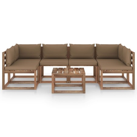 vidaXL Set Salotto Giardino Pallet con Cuscini 7 pz in Pino Impregnato