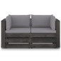 vidaXL Divano da Giardino 2 Posti con Cuscini Legno Impregnato Grigio