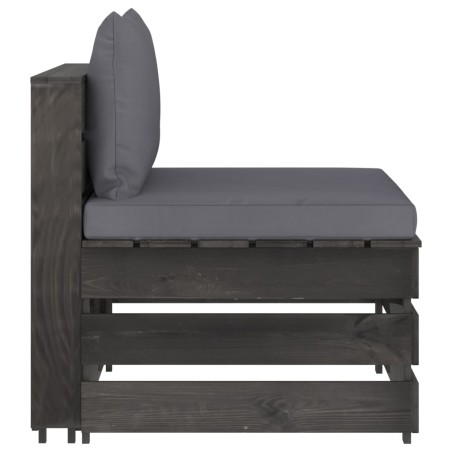 vidaXL Divano Centrale Modulare con Cuscini in Legno Impregnato Grigio