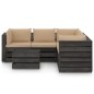 vidaXL Set Salotto da Giardino 6pz con Cuscini Legno Impregnato Grigio