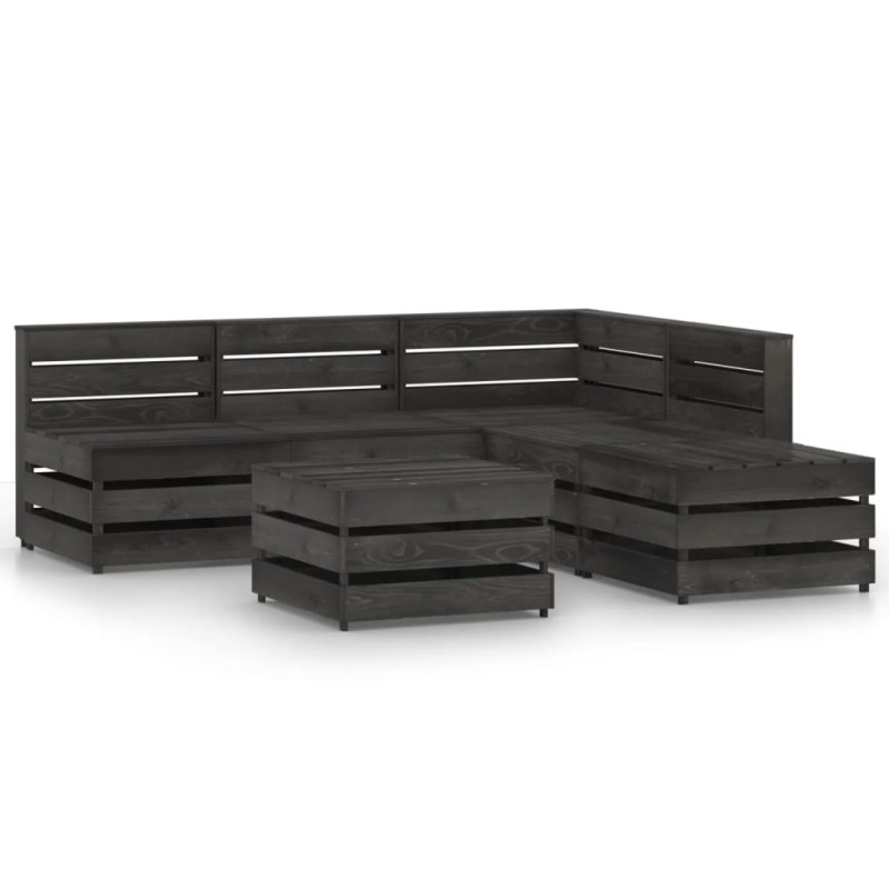 vidaXL Set Salotto da Giardino 6 pz in Legno di Pino Impregnato Grigio vidaXL Set Salotto da Giardino 6 pz in Legno di Pino Impregnato Grigio