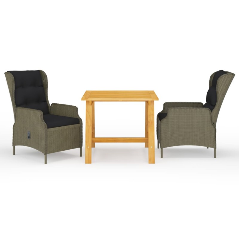 vidaXL Set Mobili da Pranzo per Giardino 3 pz Marrone vidaXL Set Mobili da Pranzo per Giardino 3 pz Marrone