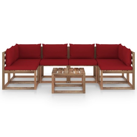 vidaXL Set Salotto Giardino Pallet con Cuscini 7 pz in Pino Impregnato