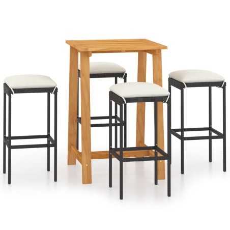 vidaXL Set da Bar da Giardino 5 pz con Cuscini Nero