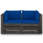 vidaXL Divano da Giardino 2 Posti con Cuscini Legno Impregnato Grigio vidaXL Divano da Giardino 2 Posti con Cuscini Legno Impregnato Grigio