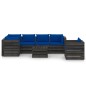 vidaXL Set Salotto da Giardino con Cuscini 7pz Legno Impregnato Grigio vidaXL Set Salotto da Giardino con Cuscini 7pz Legno Impregnato Grigio