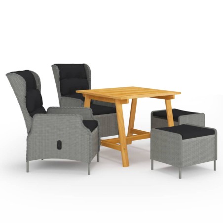 vidaXL Set Mobili da Pranzo per Giardino 5 pz Grigio Chiaro