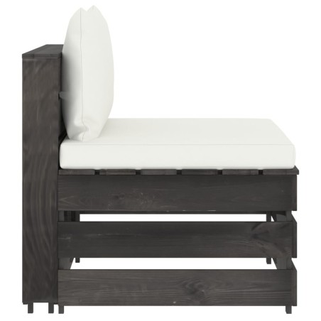 vidaXL Divano Centrale Modulare con Cuscini in Legno Impregnato Grigio