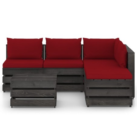 vidaXL Set Salotto da Giardino 6pz con Cuscini Legno Impregnato Grigio