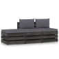 vidaXL Set Salotto da Giardino 3pz con Cuscini Grigio Legno Impregnato vidaXL Set Salotto da Giardino 3pz con Cuscini Grigio Legno Impregnato