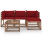 vidaXL Set Salotto da Giardino 5 pz con Cuscini Rosso Vino vidaXL Set Salotto da Giardino 5 pz con Cuscini Rosso Vino
