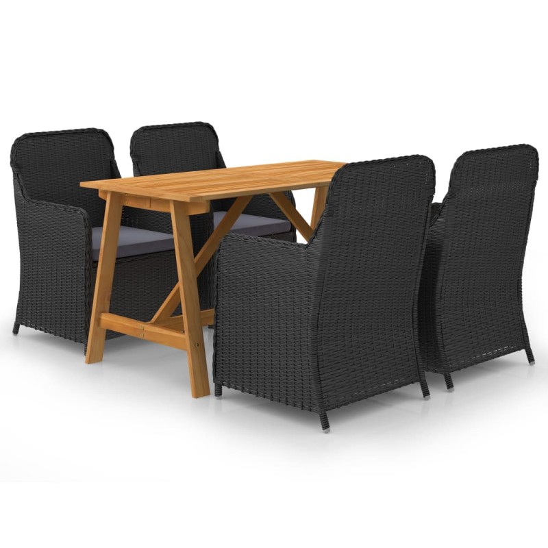 vidaXL Set Mobili da Pranzo per Giardino 5 pz Nero