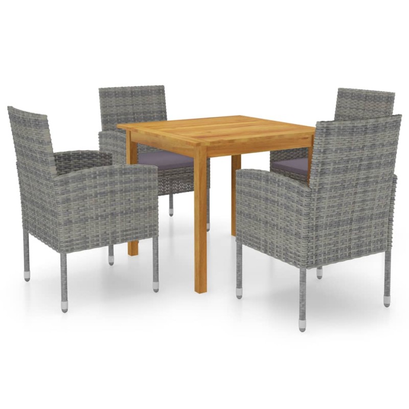 vidaXL Set Mobili da Pranzo per Giardino 5 pz Grigio vidaXL Set Mobili da Pranzo per Giardino 5 pz Grigio