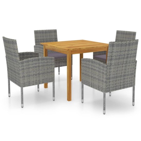 vidaXL Set Mobili da Pranzo per Giardino 5 pz Grigio