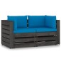 vidaXL Divano da Giardino 2 Posti con Cuscini Legno Impregnato Grigio vidaXL Divano da Giardino 2 Posti con Cuscini Legno Impregnato Grigio