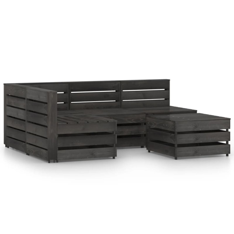 vidaXL Set Salotto da Giardino 5 pz in Legno di Pino Impregnato Grigio vidaXL Set Salotto da Giardino 5 pz in Legno di Pino Impregnato Grigio