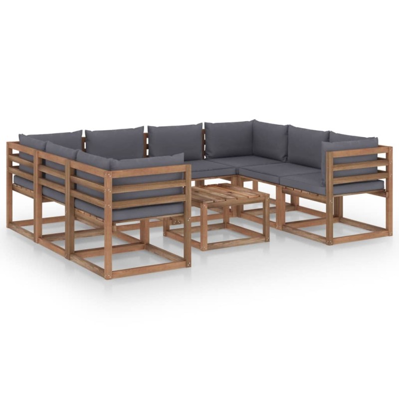vidaXL Set Salotto da Giardino 9 pz con Cuscini Antracite vidaXL Set Salotto da Giardino 9 pz con Cuscini Antracite