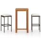 vidaXL Set Bar da Giardino 3 pz con Cuscini Marrone vidaXL Set Bar da Giardino 3 pz con Cuscini Marrone