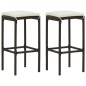 vidaXL Set Bar da Giardino 3 pz con Cuscini Marrone vidaXL Set Bar da Giardino 3 pz con Cuscini Marrone