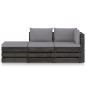 vidaXL Set Salotto da Giardino 3pz con Cuscini Legno Impregnato Grigio