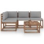 vidaXL Set Salotto da Giardino 5 pz con Cuscini Grigi vidaXL Set Salotto da Giardino 5 pz con Cuscini Grigi