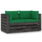 vidaXL Divano da Giardino 2 Posti con Cuscini Legno Impregnato Grigio vidaXL Divano da Giardino 2 Posti con Cuscini Legno Impregnato Grigio