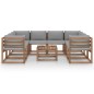 vidaXL Set Salotto da Giardino 9 pz con Cuscini Grigi vidaXL Set Salotto da Giardino 9 pz con Cuscini Grigi