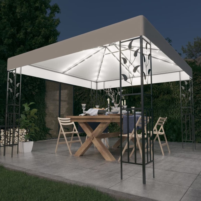 vidaXL Gazebo con Luci LED a Stringa 3x3 m Bianco vidaXL Gazebo con Luci LED a Stringa 3x3 m Bianco