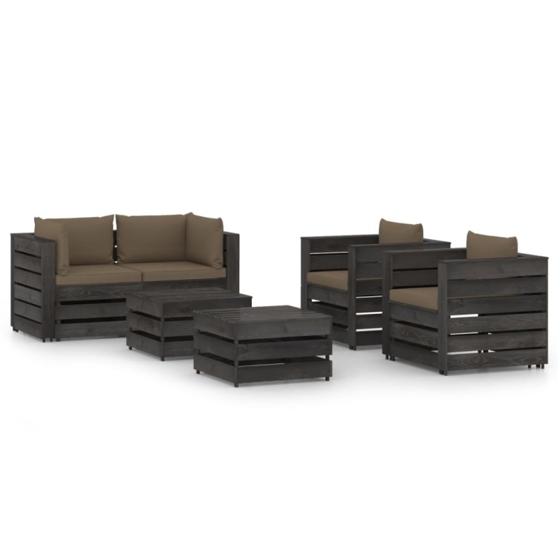vidaXL Set Salotto da Giardino 6pz con Cuscini Legno Impregnato Grigio vidaXL Set Salotto da Giardino 6pz con Cuscini Legno Impregnato Grigio