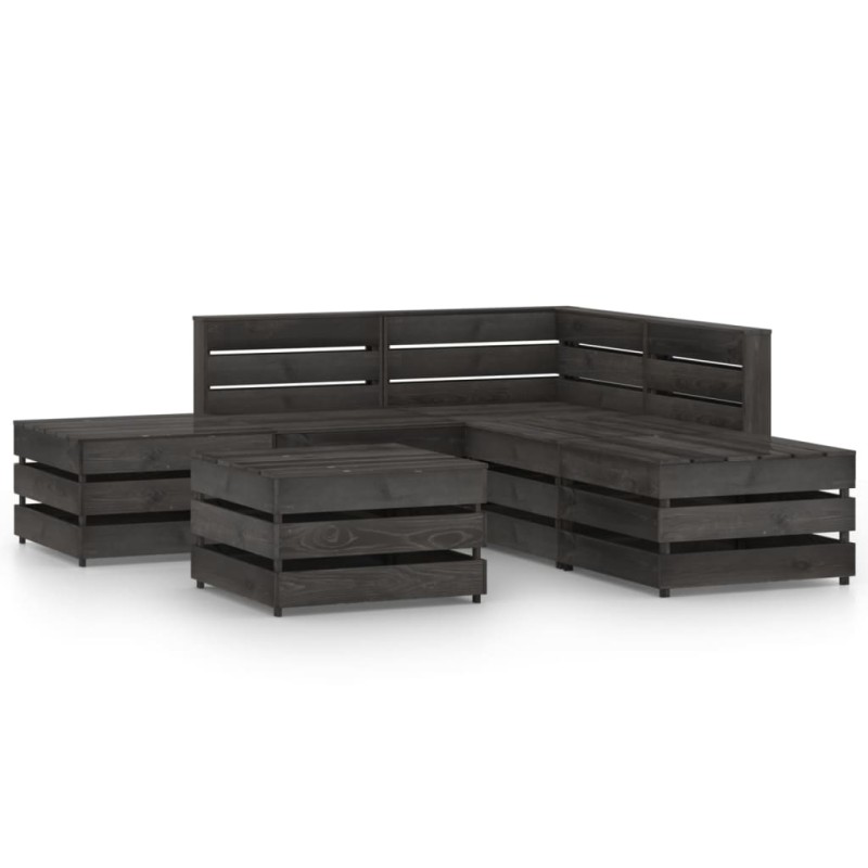 vidaXL Set Salotto da Giardino 6 pz in Legno di Pino Impregnato Grigio vidaXL Set Salotto da Giardino 6 pz in Legno di Pino Impregnato Grigio