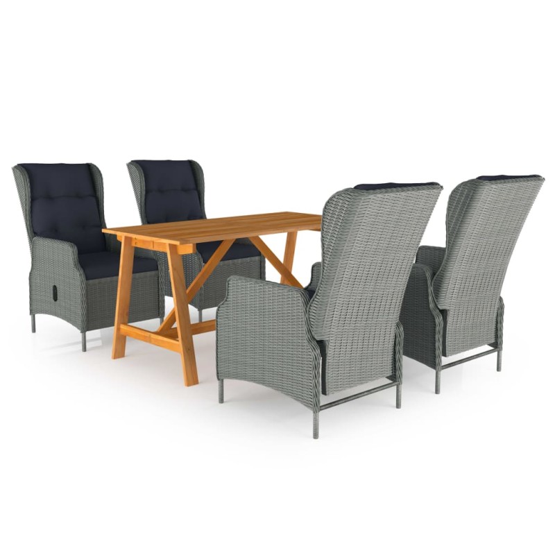 vidaXL Set Mobili da Pranzo per Giardino 5 pz Grigio Chiaro vidaXL Set Mobili da Pranzo per Giardino 5 pz Grigio Chiaro