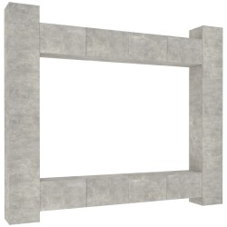 Set Mobili Porta TV 8pz Grigio Cemento in Legno Multistrato