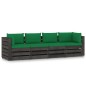 vidaXL Divano da Giardino 4 Posti con Cuscini Legno Impregnato Grigio vidaXL Divano da Giardino 4 Posti con Cuscini Legno Impregnato Grigio