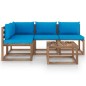 vidaXL Set Salotto da Giardino 5pz con Cuscini Blu Chiaro