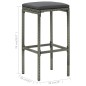 vidaXL Set Bar da Giardino 3 pz con Cuscini Grigio vidaXL Set Bar da Giardino 3 pz con Cuscini Grigio
