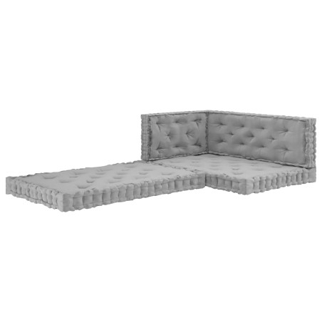 vidaXL Cuscini per Pallet e Pavimento 4 pz Grigi n Cotone 