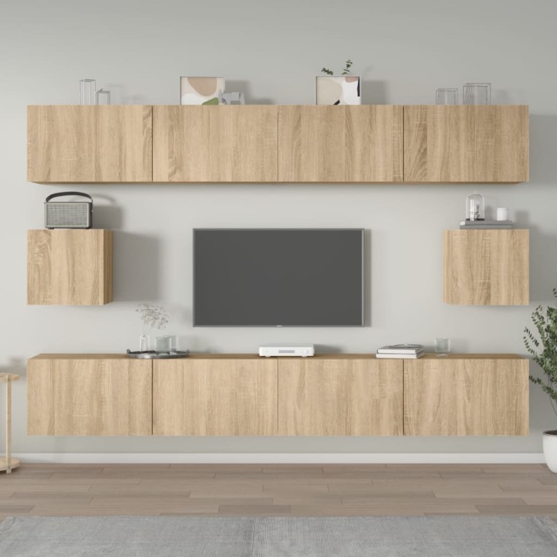 Set di Mobili Porta TV 6 pz Rovere Sonoma in Legno Multistrato Set di Mobili Porta TV 6 pz Rovere Sonoma in Legno Multistrato