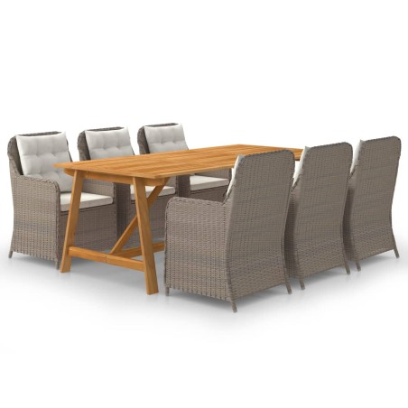 vidaXL Set Mobili da Pranzo per Giardino 7 pz Marrone
