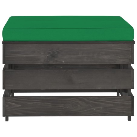 vidaXL Ottomana Modulare con Cuscino in Legno Impregnato Grigio