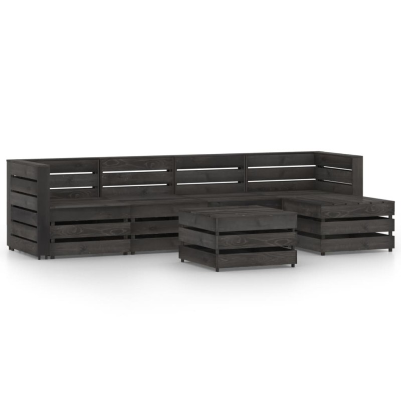 vidaXL Set Salotto da Giardino 6 pz in Legno di Pino Impregnato Grigio vidaXL Set Salotto da Giardino 6 pz in Legno di Pino Impregnato Grigio