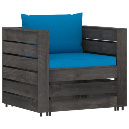 vidaXL Set Salotto da Giardino 6pz con Cuscini Legno Impregnato Grigio